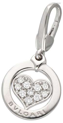 18K. White gold Bvlgari 'Tondo Heart Charm' pendan...