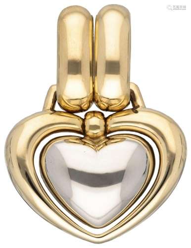 18K. Bicolor gold heart-shaped Chimento pendant.