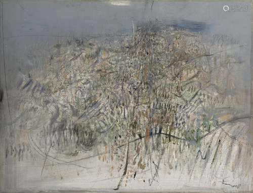 Gianfranco Ferroni "Città " 1961 oil and mixed med...