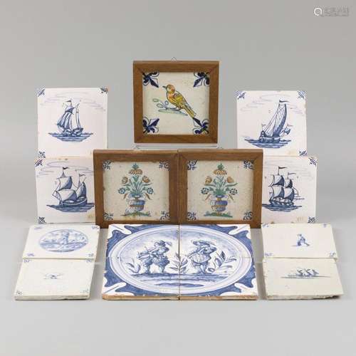 A lot comprising various earthenware tiles, Dutch, late 19th...