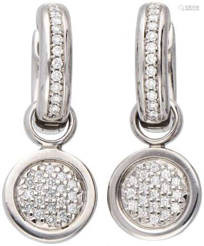 14K. White gold Bron earrings set with approx. 0.43 ct. diam...