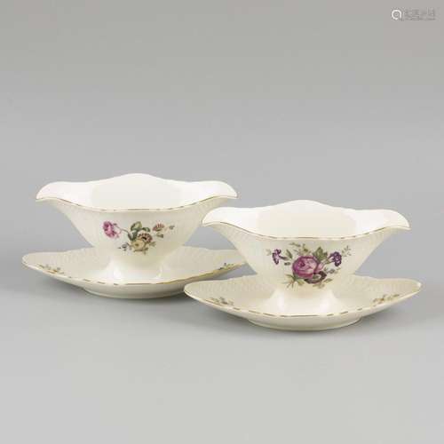 A set of (2) porcelain sauce bowls decorated with flowers, m...