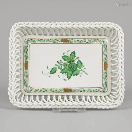 A porcelain openwork bowl with Apponyi Green decor. Herend, ...