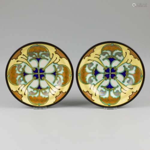 A lot comprising (2) polychromed wall chargers, Dutch, 1st h...