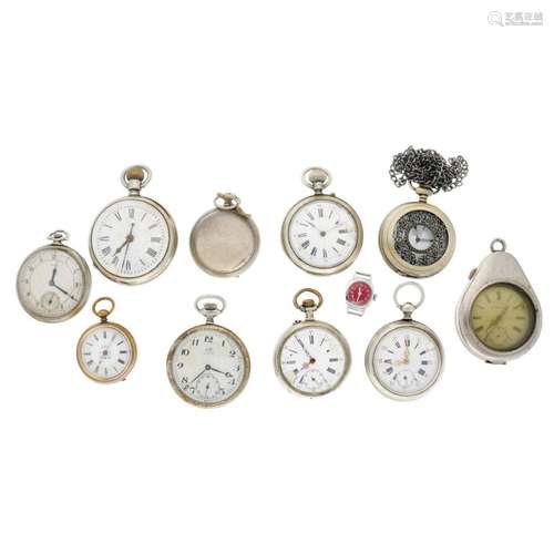 Lot (10) Pocket watches - Steel