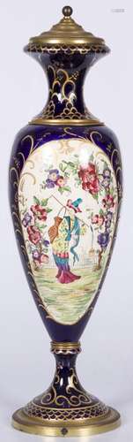 A monumental handpainted vase, Belgium, ca 1900/ 1920.