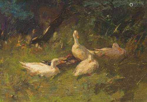 Frans Helfferich (The Hague 1871 - 1945), A duck family on t...