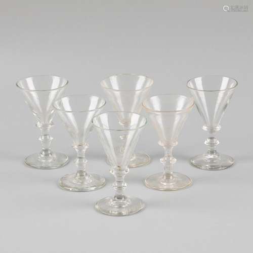 A set of (6) wine glasses, early 19th century.