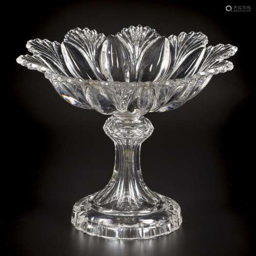 A pressed crystal tazza/ charger on a base, Bohemia/ Germany...