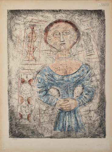 Massimo Campigli "Femme en bleu" 1959 lithograph i...