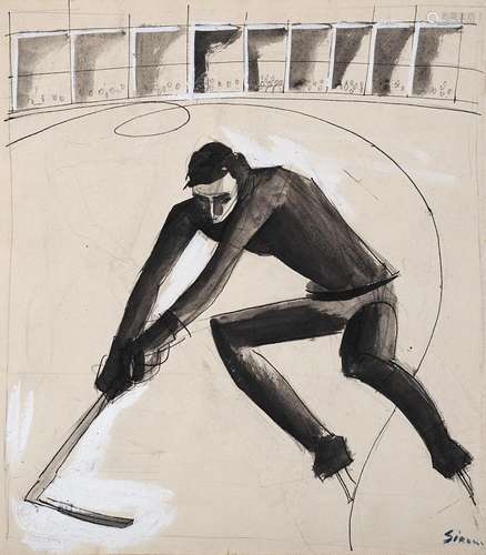 Mario Sironi "Hockey" 1924 ca. tempera and pencil ...