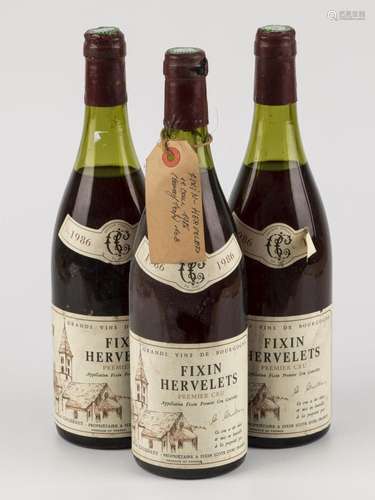 (3) Fixin Hervelets - Premier Cru - Bourgogne - 1986.