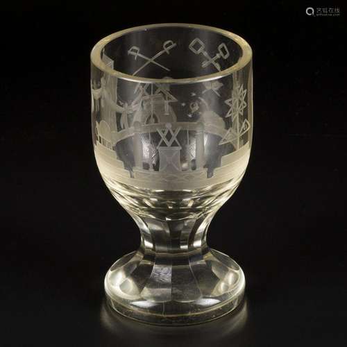 A masonic/ freemasons' glass on foot, England, 19th cen...