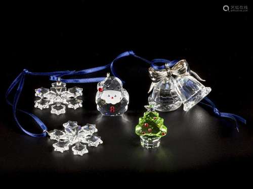 (5) piece lot Swarovski christmas miniatures