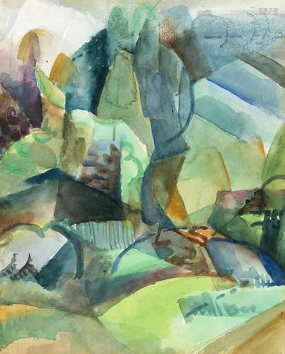 Szobotka Imre "Paesaggio" 1915 watercolor on paper...