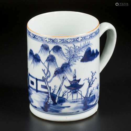 A porcelain mug with landscape decor. China, Qianglong.