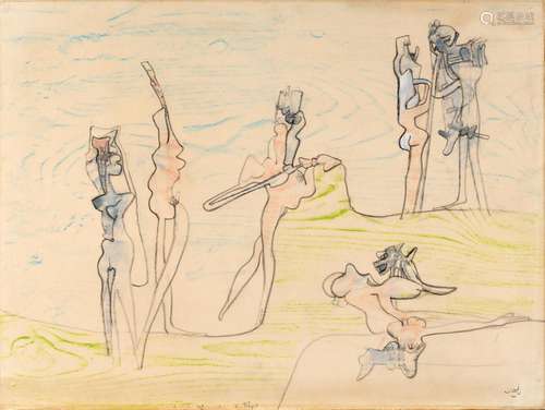 Roberto Matta "Le corps est le mot" (1965) pastels...