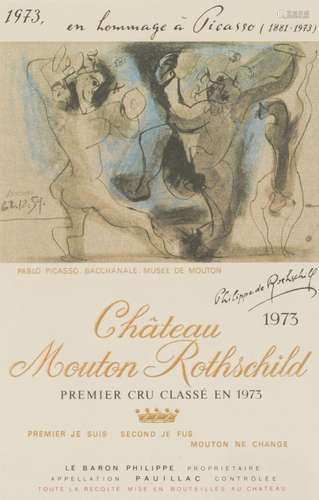 after Pablo Picasso, commemorative wine label for Mouton Rot...