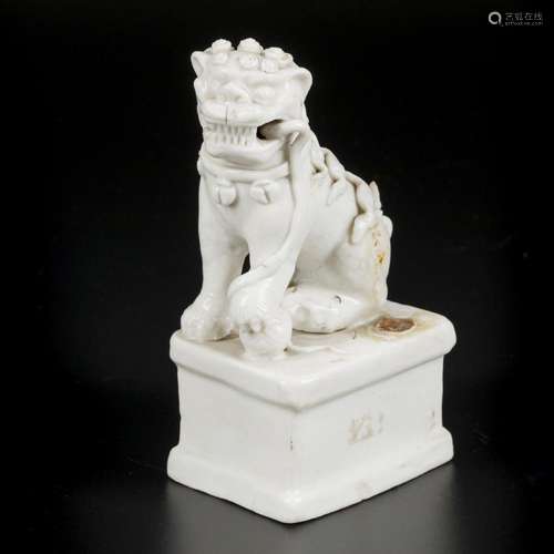 A porcelain Blanc de Chine sitting temple lion. China, 18th ...