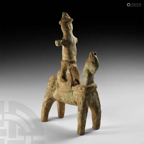 Central Asian Horse and Rider Figurine