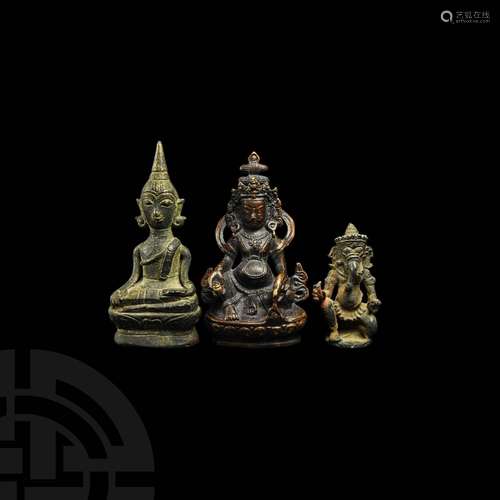 South Asian Ganesh, Tara and Buddha Figure Group