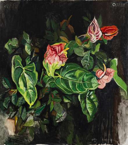 Renato Guttuso "Anthurium" 1965 oil on canvas cm 9...