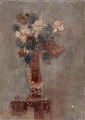 Giuseppe Ajmone "Vaso rosso" 1963 oil on canvas cm...