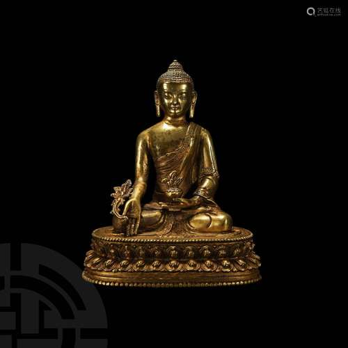 Sino-Tibetan Gilt Sakyamuni Buddha Figure