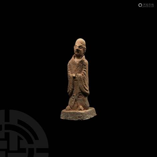 Chinese Tang Figure of a Priest with Script