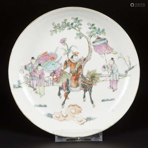 A porcelain plate with a decoration of a mythological scene,...