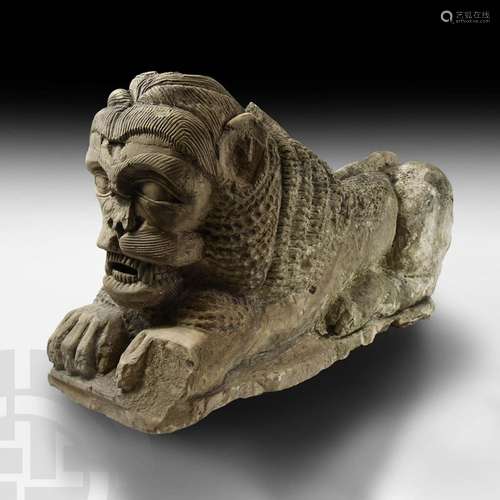 Large Deccan Sultanate Period Stone Lion