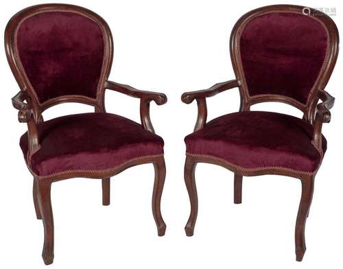 A set of (2) Voltaire-chairs, 19th century.