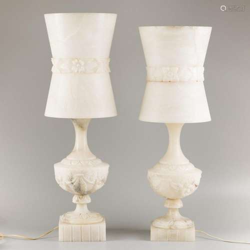 A lot comprising (2) various alabaster table lamps, o.w. one...