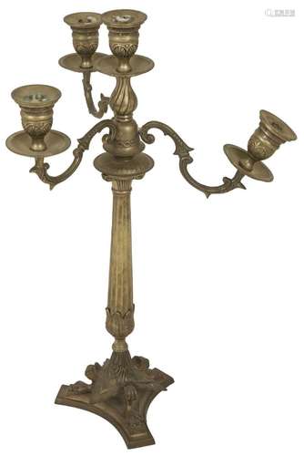 A braas Louis X-style standing candelabra on claw feet.