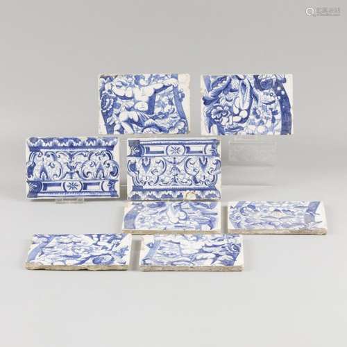 A lot comprising (8) various tiles, parts of a larger tile s...