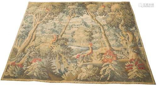 A Verdure style tapistry with depiction of a forest landscap...