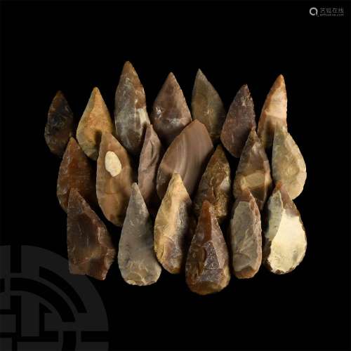 Stone Age Leaf-Shaped Arrowhead Collection