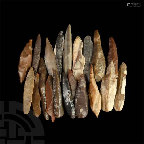 Stone Age Knapped Flint Knife and Point Collection