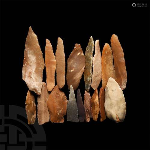 Stone Age Projectile Point and Arrowhead Group