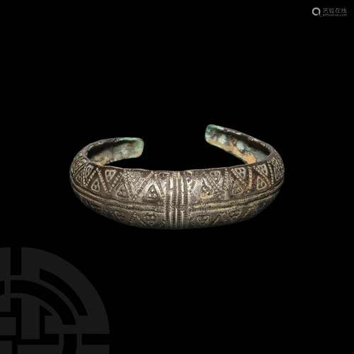 Viking Age Silver Bracelet with Stamped Design