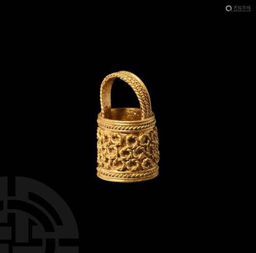 Pre-Viking Gold Filigree Aroma Bucket Pendant