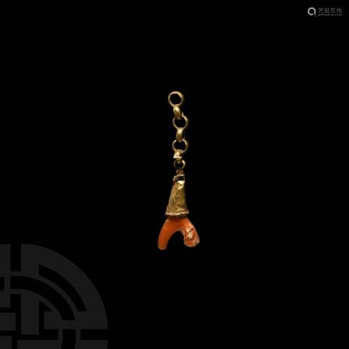 Viking Age Gold Lapidary Pendant with Coral