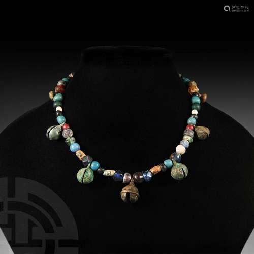 Viking Age Mixed Bead Necklace with Bell Pendants