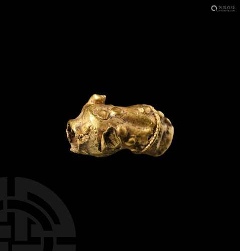 Medieval Gold Animal Head Terminal