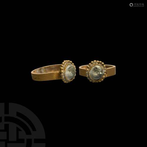 Medieval Child's Gold Stirrup Ring with White Sapphire