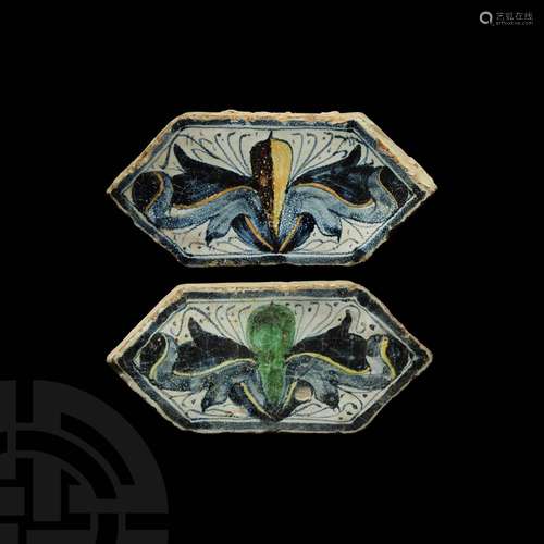 Medieval Majolica Tile Pair