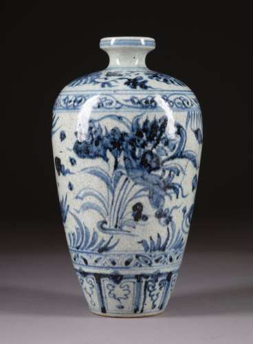A BLUE-AND-WHITE MEI VASE