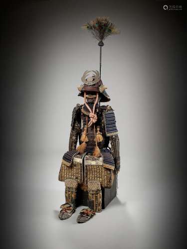 A TOSEI GUSOKU (SUIT OF ARMOR) WITH A PEACOCK-FEATHERED SASH...