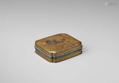 A FINE AND EARLY LACQUER KOGO (INCENSE BOX) AND COVER WITH K...