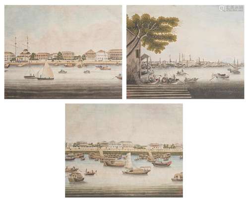 A GROUP OF THREE CHINA TRADE PAINTINGS